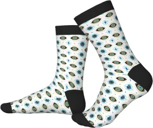 Mens Womens Fun Novelty Crew Athletic Socks Evil Eyes Pattern Casual Crew Socks pattern46