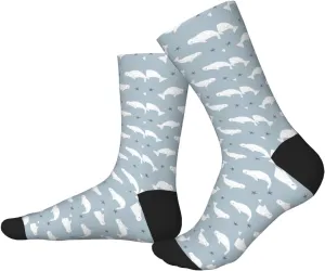 Mens Womens Fun Novelty Crew Athletic Socks Funny Beluga Whales Casual Crew Socks pattern39