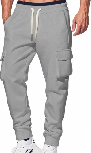 Mens Work Pants Lightweight Durable Stretch Loose Construction Sweatpants Travel Trousers Running Straight Leg Pants