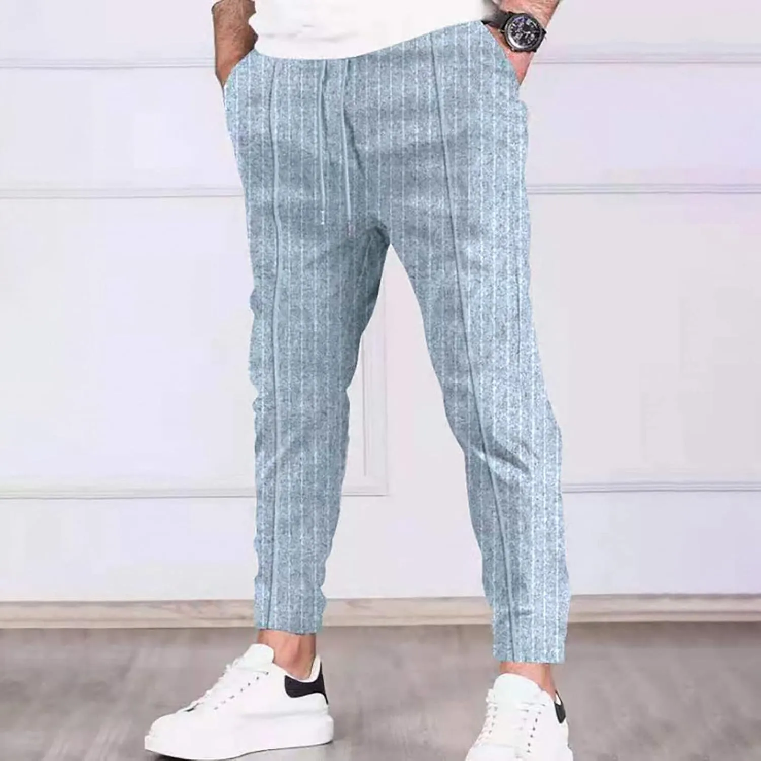 Mens Work Pants Pleated Comfortable Active Breathable Lounge Stretch Sweatpants Travel Trousers Gym Casual Pants