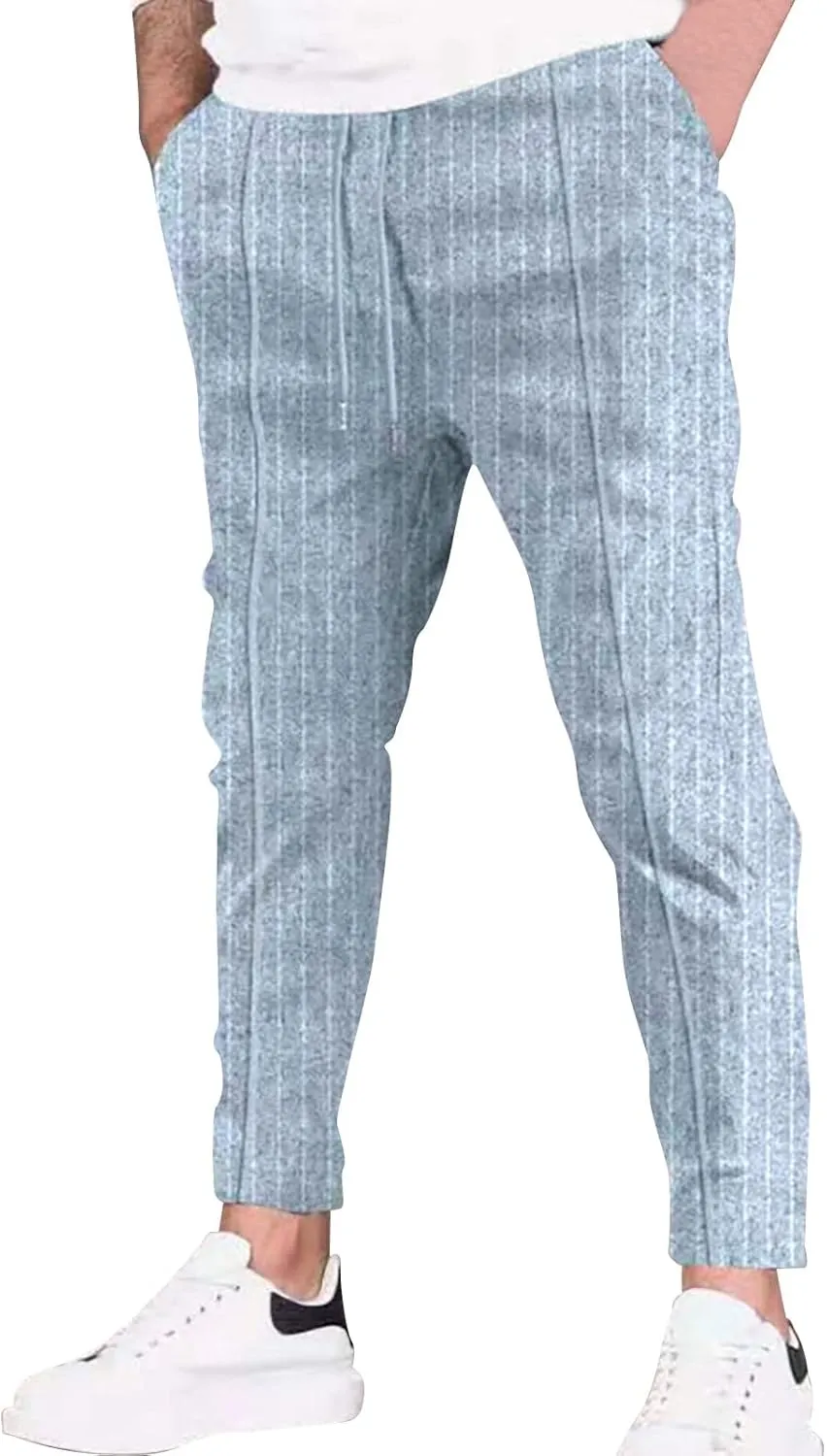 Mens Work Pants Pleated Comfortable Active Breathable Lounge Stretch Sweatpants Travel Trousers Gym Casual Pants