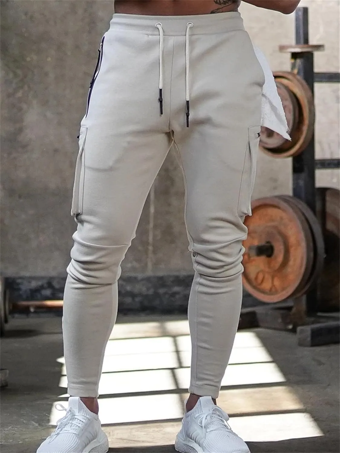 Mens Workout Joggers Pants/Tapered Bodybuilding Gym Cargo Joggers/Athletic Running Cargo Sweatpants