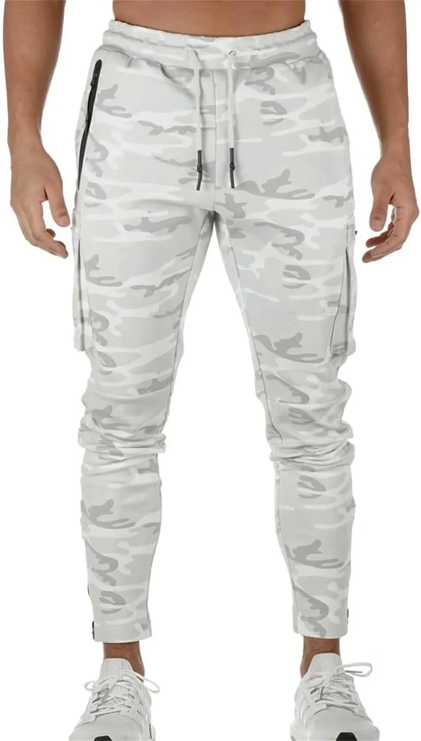 Mens Workout Joggers Pants/Tapered Bodybuilding Gym Cargo Joggers/Athletic Running Cargo Sweatpants
