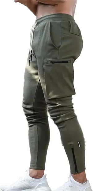 Mens Workout Joggers Pants/Tapered Bodybuilding Gym Cargo Joggers/Athletic Running Cargo Sweatpants