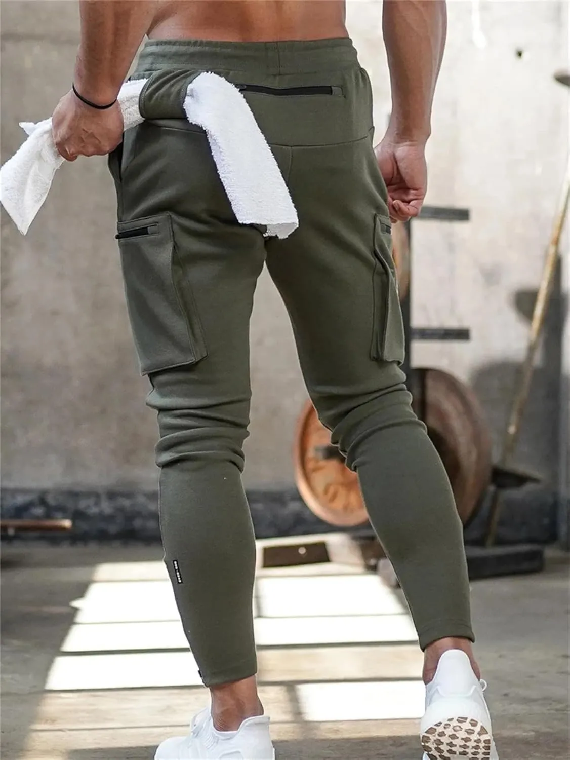Mens Workout Joggers Pants/Tapered Bodybuilding Gym Cargo Joggers/Athletic Running Cargo Sweatpants