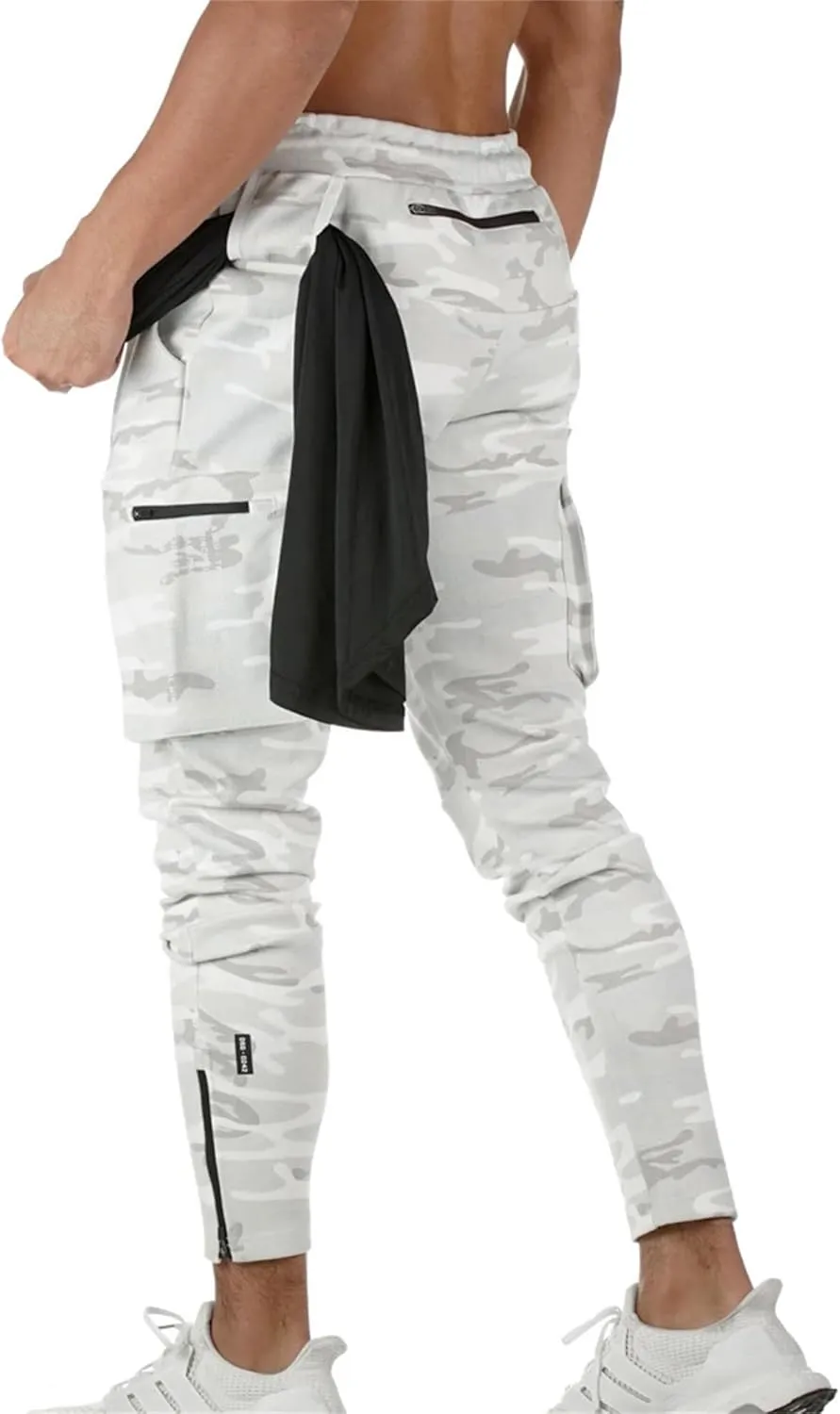 Mens Workout Joggers Pants/Tapered Bodybuilding Gym Cargo Joggers/Athletic Running Cargo Sweatpants