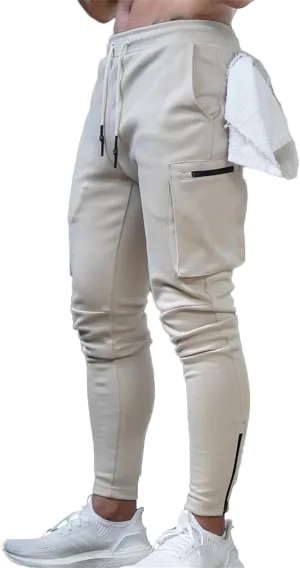 Mens Workout Joggers Pants/Tapered Bodybuilding Gym Cargo Joggers/Athletic Running Cargo Sweatpants