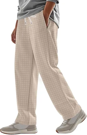 Mens Workout Pants Lounge Active Durable Flex Working Loose Sweatpants Business Trousers Straight Leg Running Pants