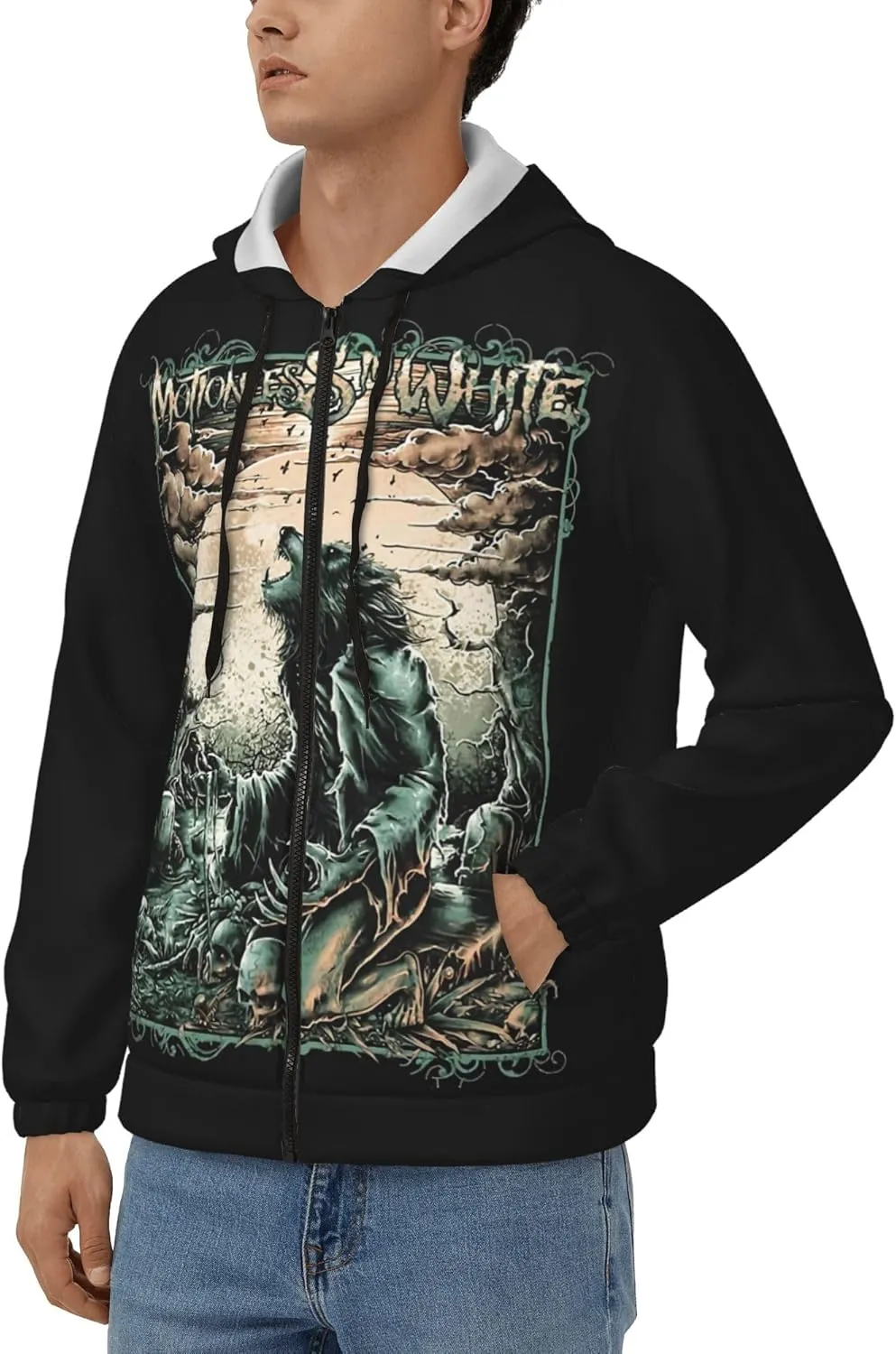 Men's Zip Up Hoodie Long Sleeve Drawstring Pullover Full Zip Sweatshirt for Men