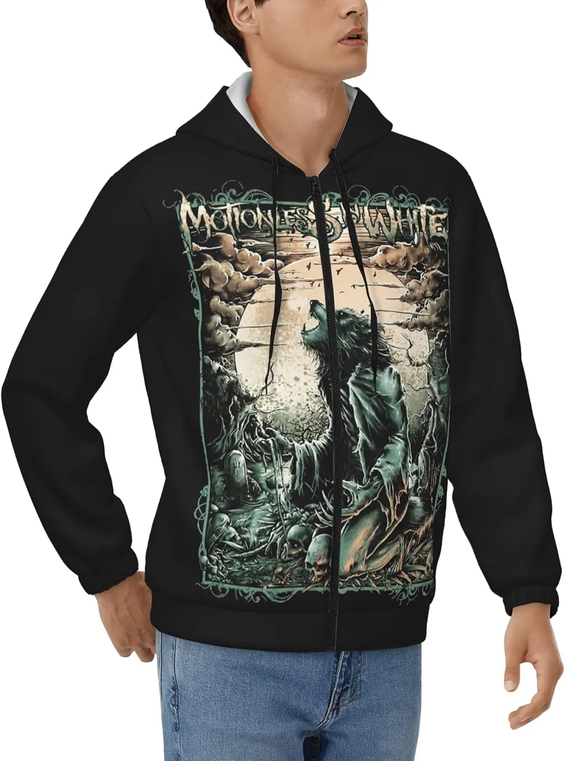 Men's Zip Up Hoodie Long Sleeve Drawstring Pullover Full Zip Sweatshirt for Men