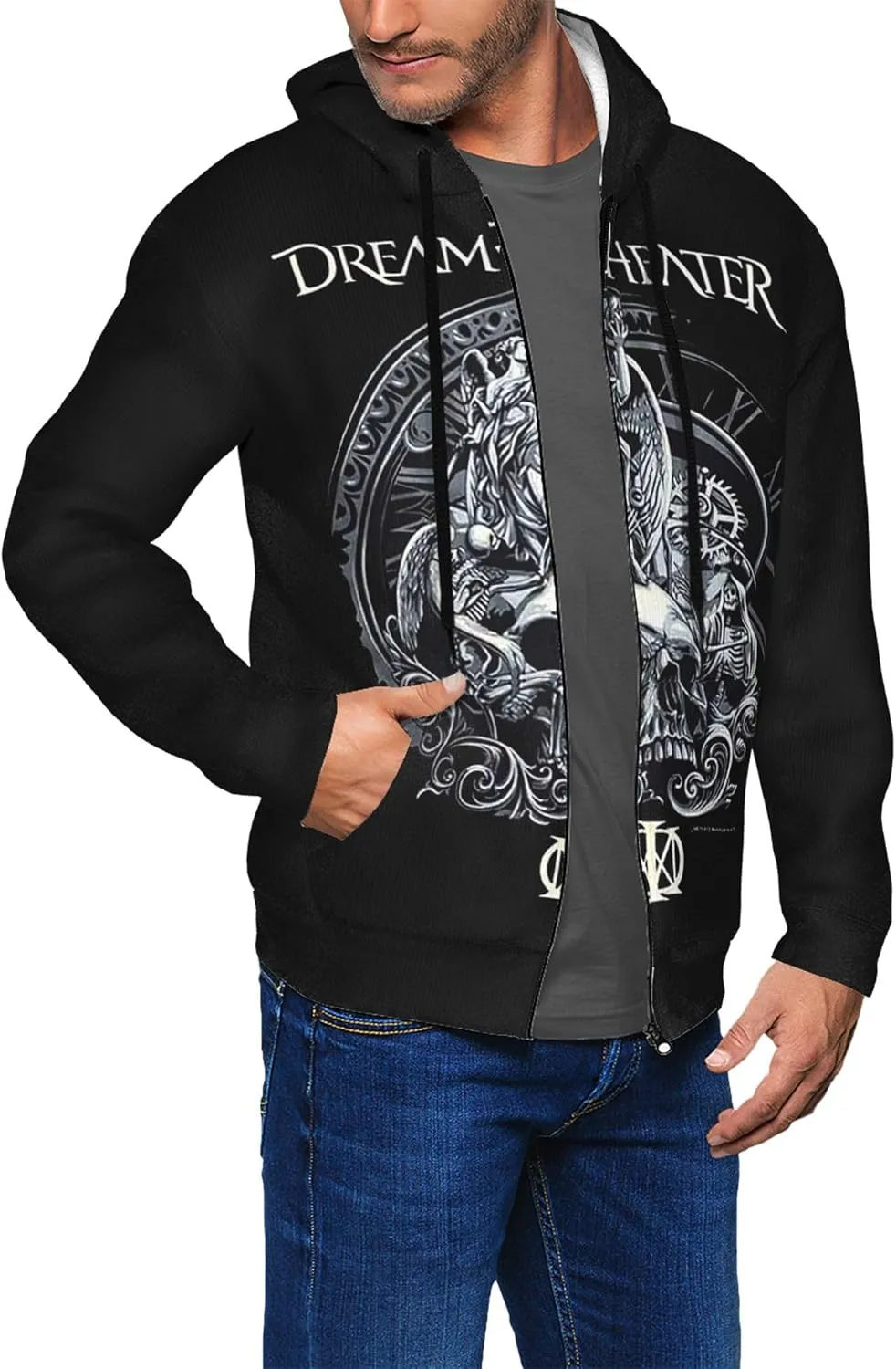 Men's Zip Up Hoodie Long Sleeve Drawstring Pullover Full Zip Sweatshirt for Men