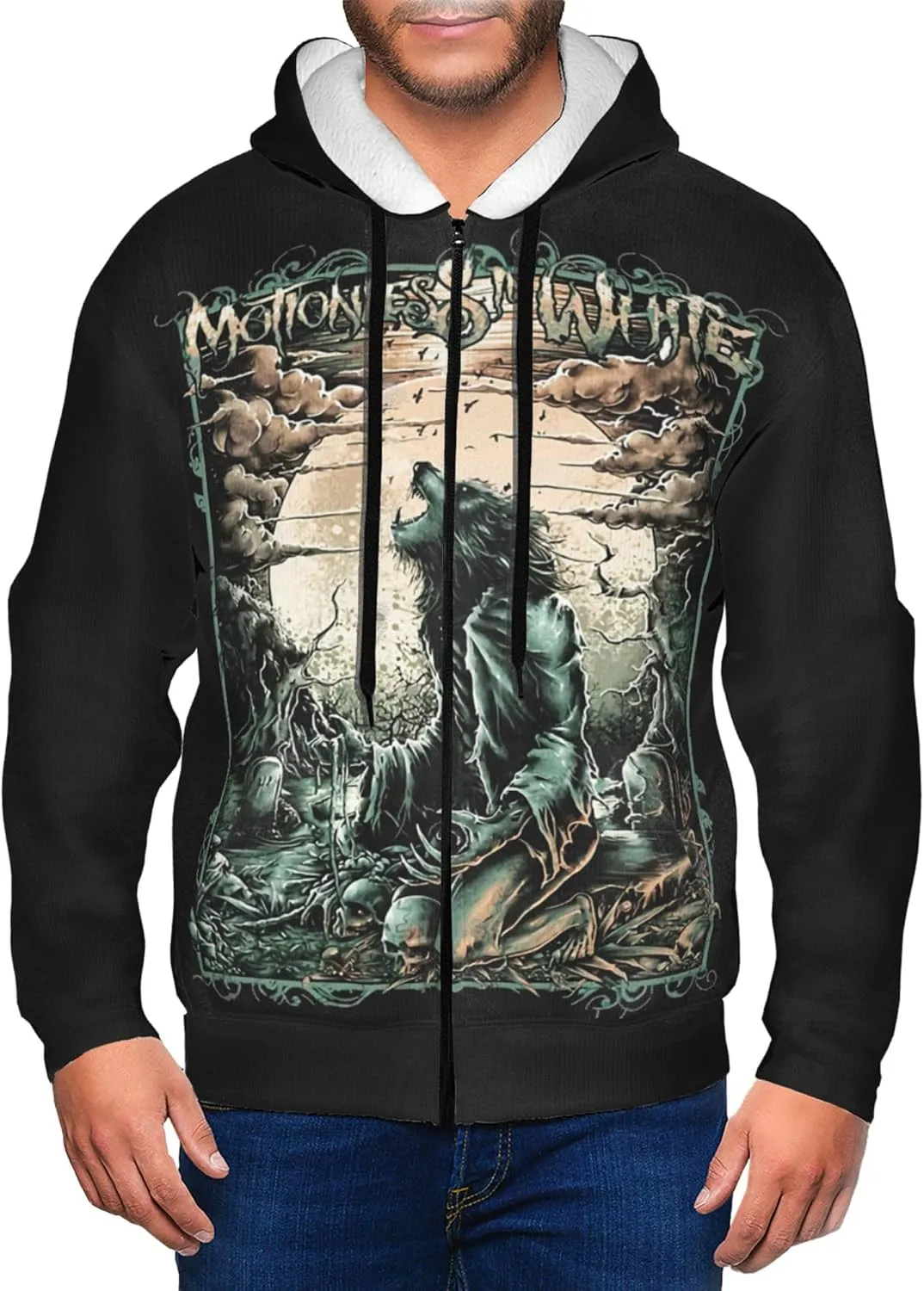 Men's Zip Up Hoodie Long Sleeve Drawstring Pullover Full Zip Sweatshirt for Men