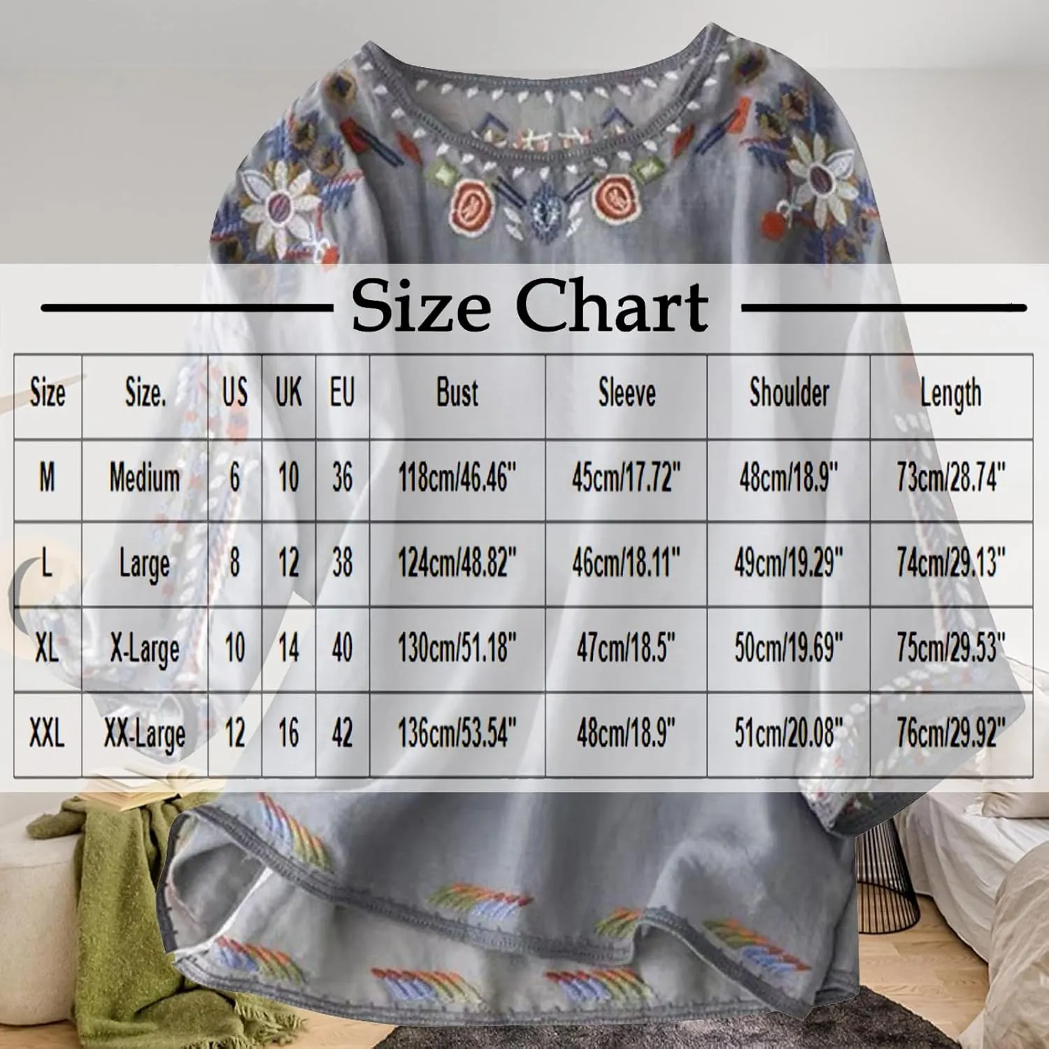 Mexican Blouses for Women Summer Embroidered Shirt Trendy Cotton Linen Short Sleeve Top Round Neck Shirt