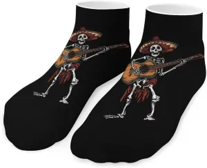 Mexican Skeleton Musician Printed Ankle Socks No Show Sock Low-Cut Athletic Socks for Men Women 1 Pair