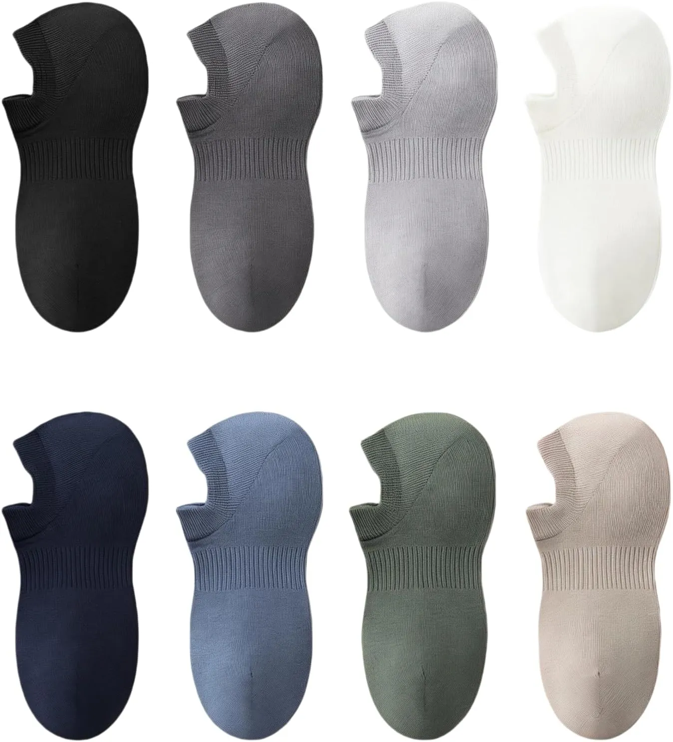 Moisture-Wicking Cotton No-Show Socks 8-Pack - Gym/Yoga/Running, Non-Slip Cushioned Breathable (Fits 8-12/10-14)
