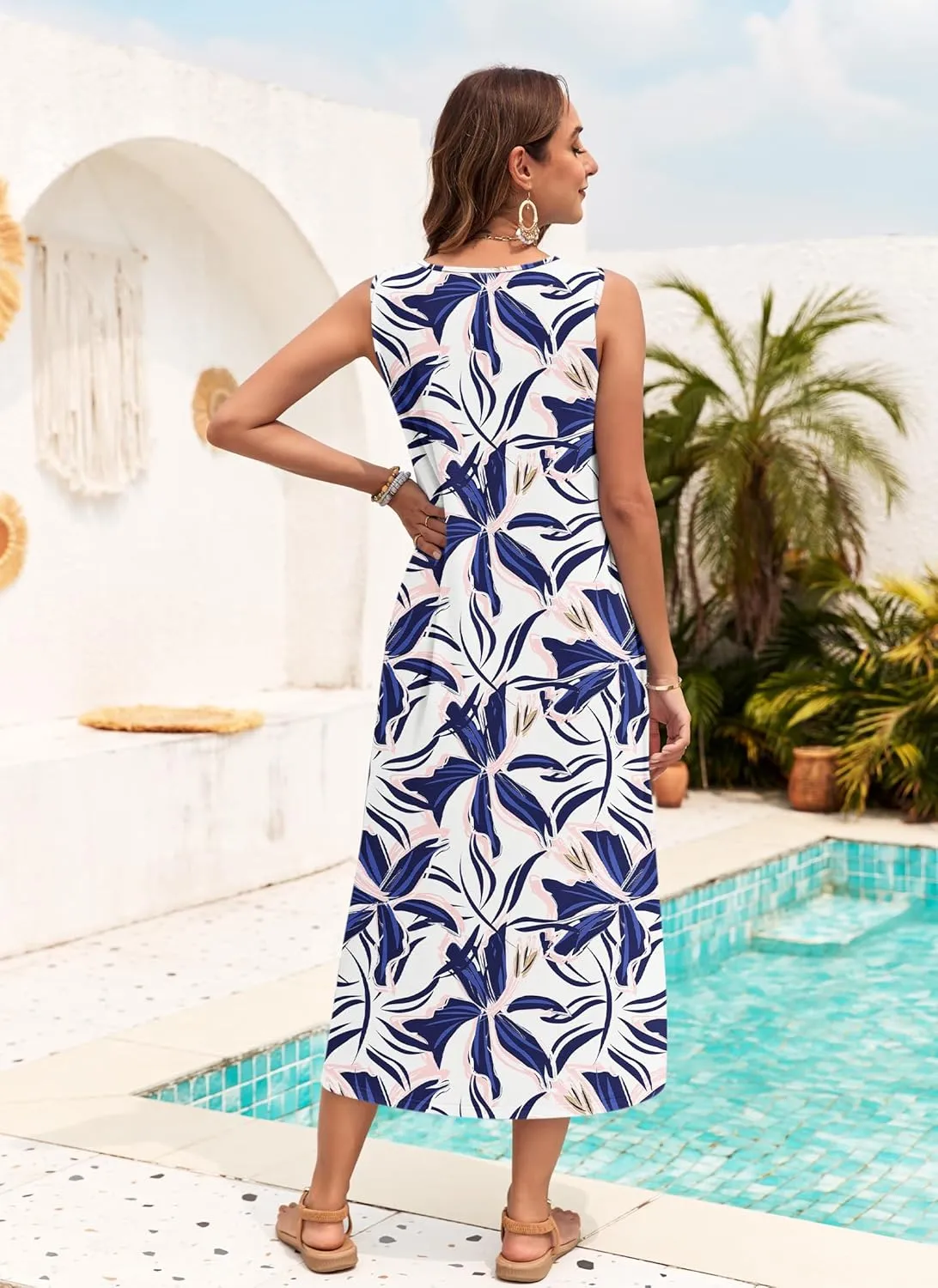MOLERANI Women's Summer Maxi Dress 2025 Sleeveless Button Down Casual Loose Long Beach Sundress Travel Vacation Outfits