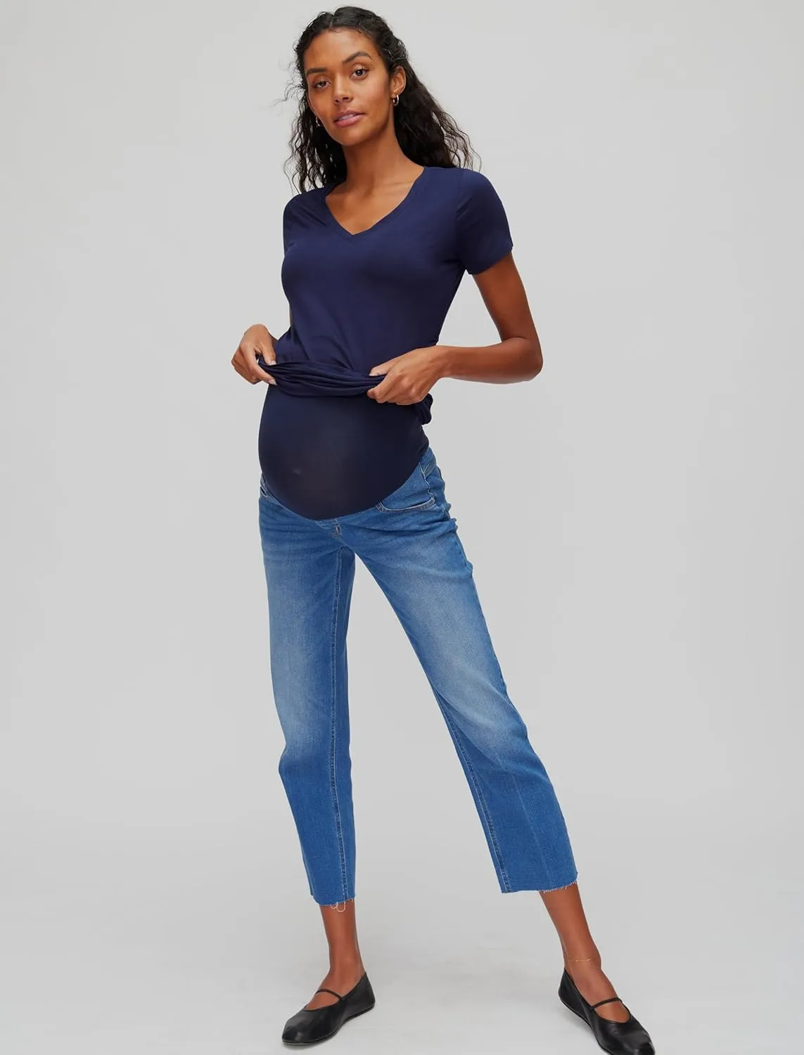 Motherhood Maternity Women's Stretch Secret Fit Over The Belly Straight Leg Pregnancy Jeans