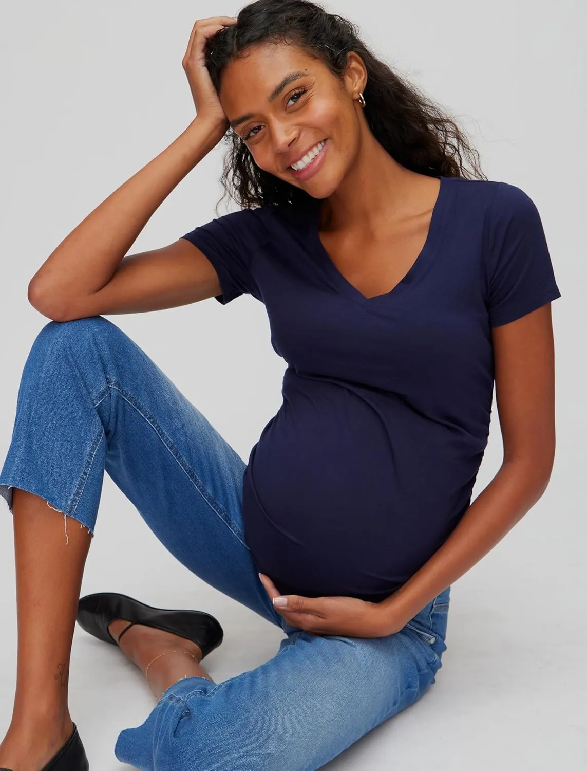 Motherhood Maternity Women's Stretch Secret Fit Over The Belly Straight Leg Pregnancy Jeans
