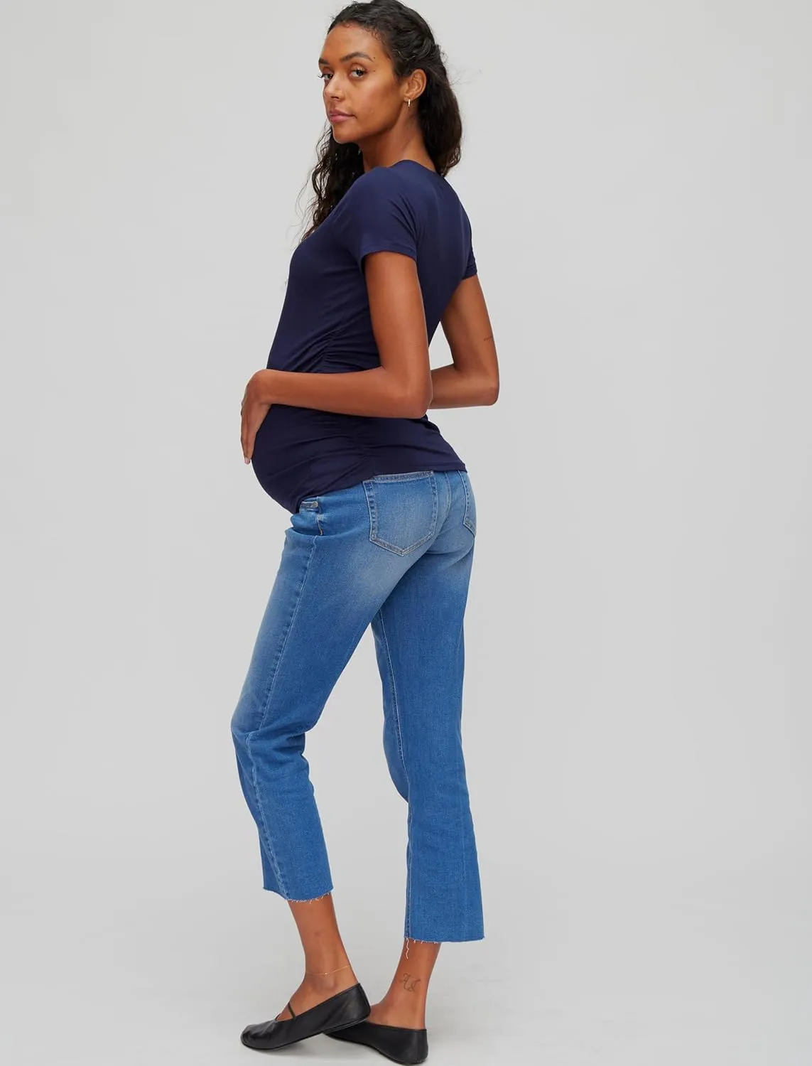 Motherhood Maternity Women's Stretch Secret Fit Over The Belly Straight Leg Pregnancy Jeans