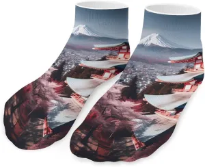 Mount Japanese Mountain Printed Ankle Socks No Show Sock Low-Cut Athletic Socks for Men Women 1 Pair