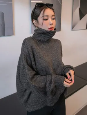 Neeno Turtleneck Drop Shoulder Oversized Sweater (Size : Small)