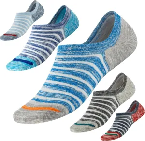 No Show Socks with Non-Slip Grip for Men&Women- Invisible Socks with Breathable Cotton for Sneakers 5Pairs Size 7-12