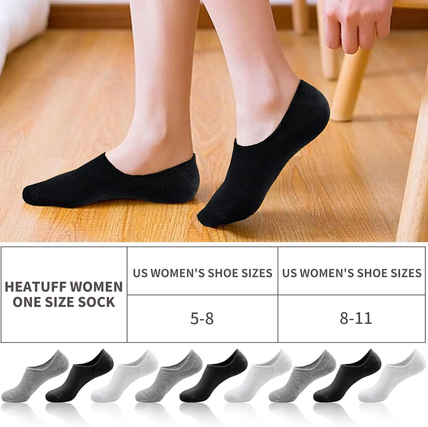 No Show Socks Womens 9 Pairs Invisible Liner Ankle Socks Non Slip Low Cut Socks for Flats Sneakers