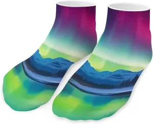 Northern Lights Printed Ankle Socks No Show Sock Low-Cut Athletic Socks for Men Women 1 Pair