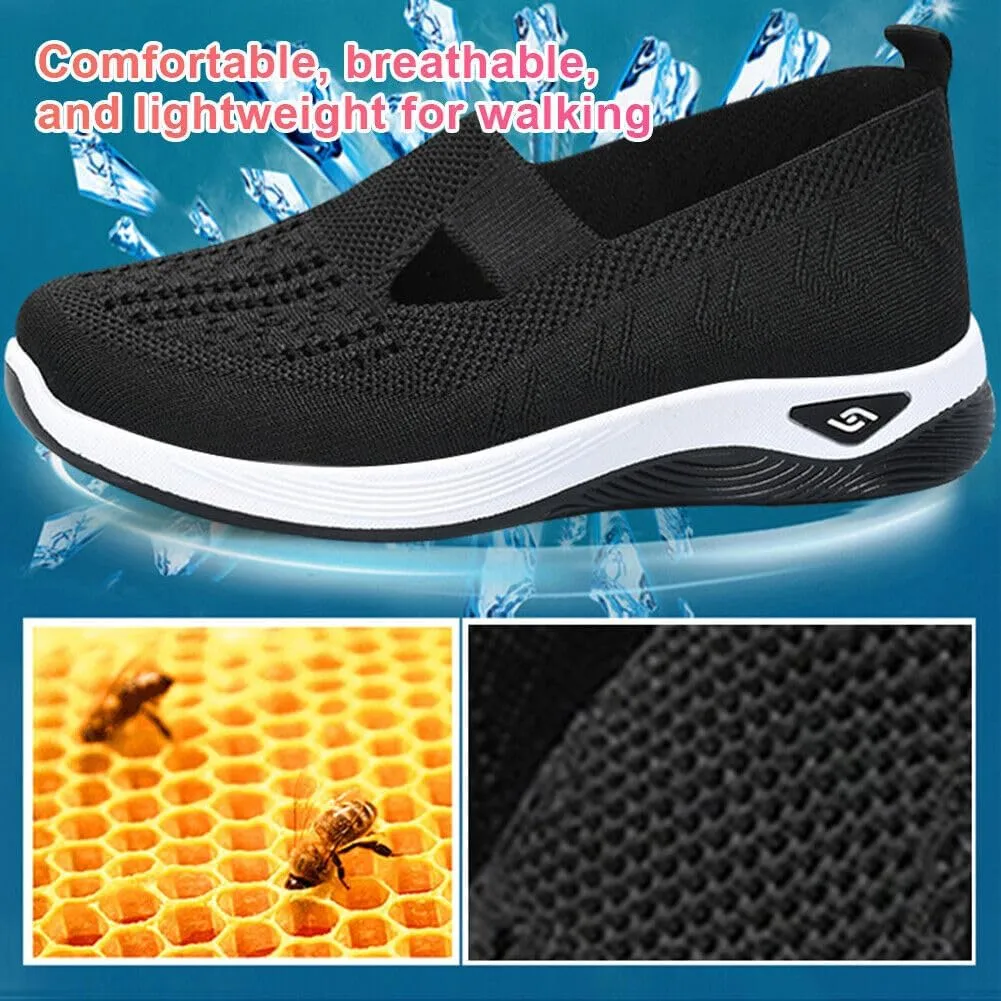 Orthopedic Shoes for Women, Wide Width Slip on Mesh Soft Sole Breathable Lightweight Sneakers, Casual Comfort Arch Support Walking Shoes for Daily Wear