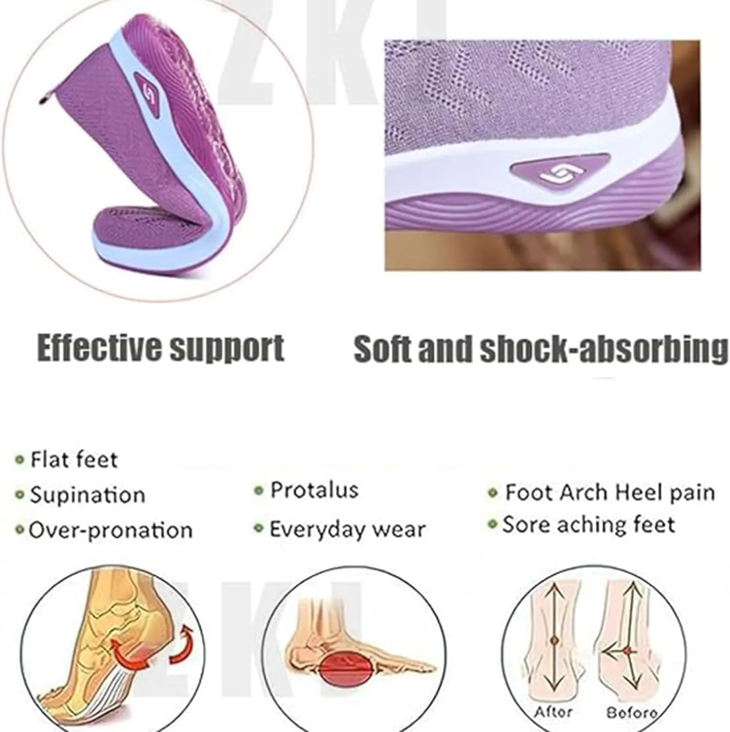 Orthopedic Shoes for Women, Wide Width Slip on Mesh Soft Sole Breathable Lightweight Sneakers, Casual Comfort Arch Support Walking Shoes for Daily Wear