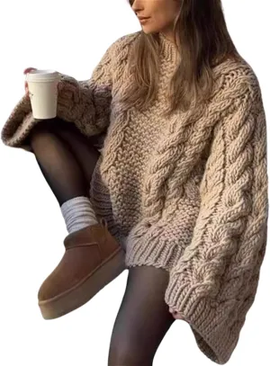 Oversized Sweater Chunky Sweater Women Chunky Cable Knit Sweater Pullover Fall Tops Streetwear