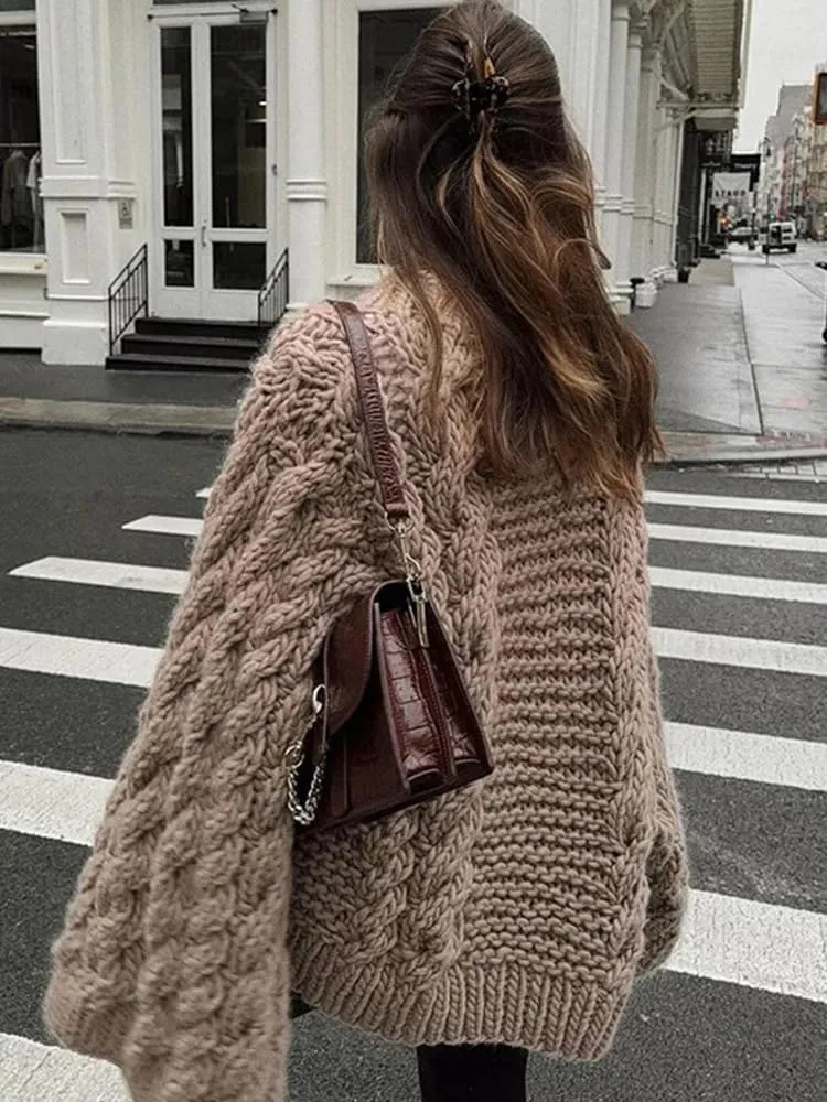 Oversized Sweater Chunky Sweater Women Chunky Cable Knit Sweater Pullover Fall Tops Streetwear