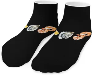 Oyster Shrimp Lemon Seafood Printed Ankle Socks No Show Sock Low-Cut Athletic Socks for Men Women 1 Pair
