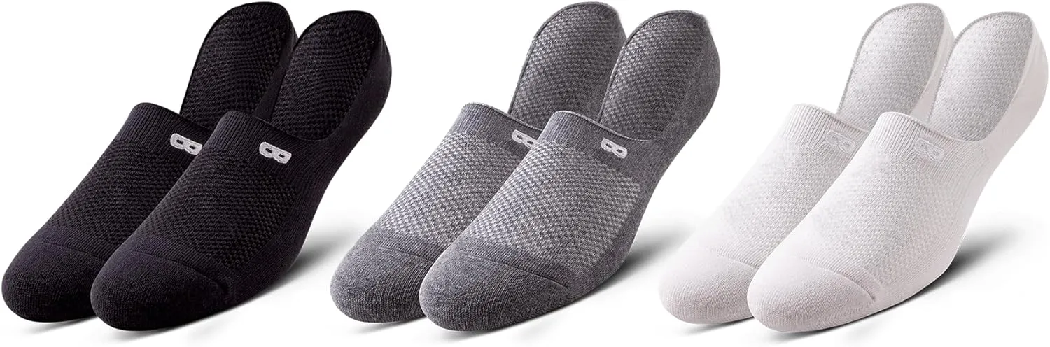 Pair of Thieves BOWO 3 Pack No Show Socks - Invisible Liners for Sneakers and Low-Top Shoes  Soft, Moisture-Wicking, Breathable Cotton Blend for All-Day Comfort, Grey, One Size