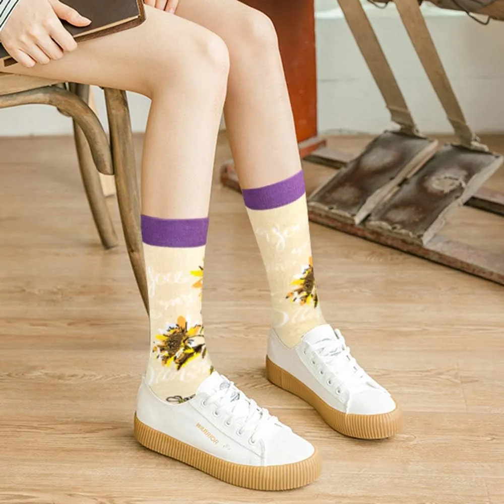 PanPacSight Women Girls Novelty Funny Sunflower Crew Socks, Funky Socks, Gift for Mom & Girlfriend