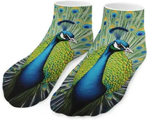 Peacock Feathers Printed Ankle Socks No Show Sock Low-Cut Athletic Socks for Men Women 1 Pair