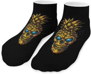 Pineapple Skull with Blue Eyes Printed Ankle Socks No Show Sock Low-Cut Athletic Socks for Men Women 1 Pair