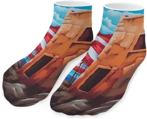 PR State Coastal Flag Printed Ankle Socks No Show Sock Low-Cut Athletic Socks for Men Women 1 Pair