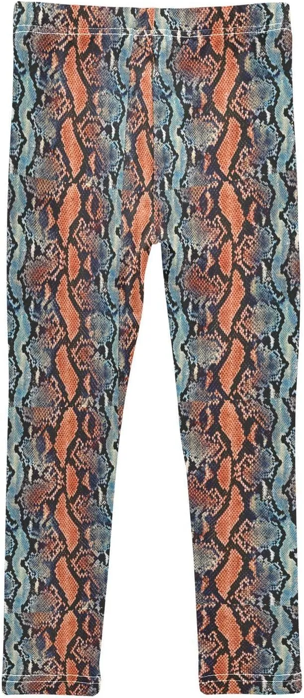 Python Skin Snake Pattern Animal Skin Printed Girls Stretch Leggings Tight Pants Yoga Workout Active Leggings