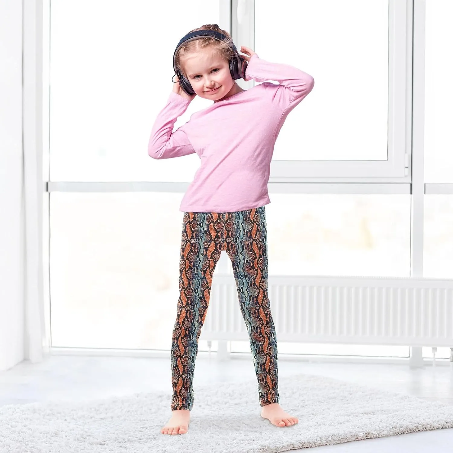 Python Skin Snake Pattern Animal Skin Printed Girls Stretch Leggings Tight Pants Yoga Workout Active Leggings