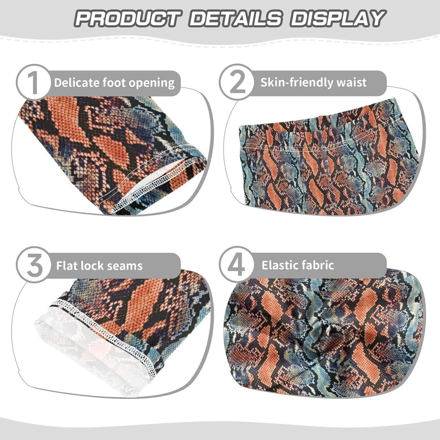 Python Skin Snake Pattern Animal Skin Printed Girls Stretch Leggings Tight Pants Yoga Workout Active Leggings