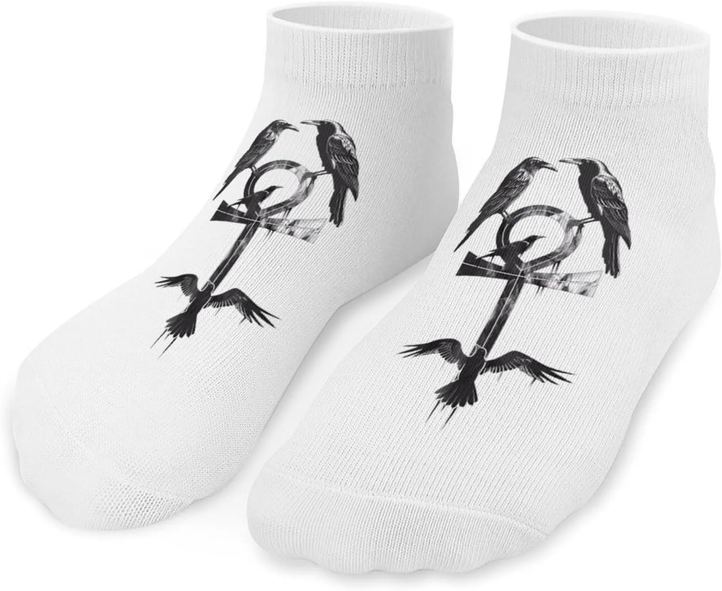 Ravens with Ankh Printed Ankle Socks No Show Sock Low-Cut Athletic Socks for Men Women 1 Pair