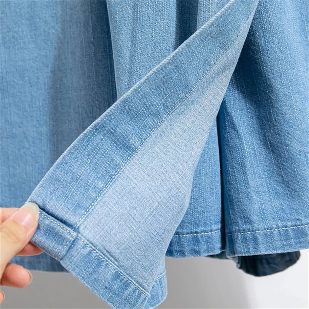 REHJJDFD Women Denim Skirt for Women High Elastic Waist Mini Jean Skort Skirt Pleated Casual Blue Jeans Skirts