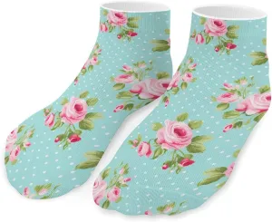 Rose Flowers Printed Ankle Socks No Show Sock Low-Cut Athletic Socks for Men Women 1 Pair