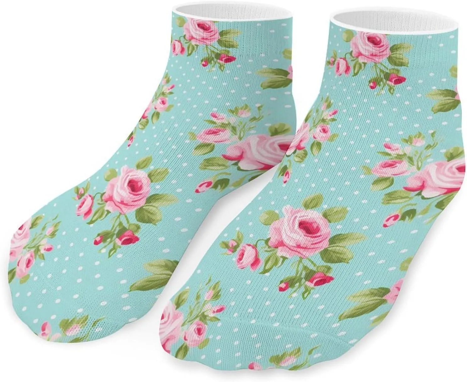 Rose Flowers Printed Ankle Socks No Show Sock Low-Cut Athletic Socks for Men Women 1 Pair