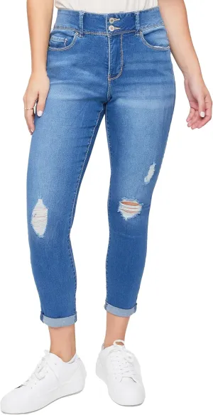 Royalty For Me Womens Women's Essential 2-Button Roll Cuff Ankle Jean,