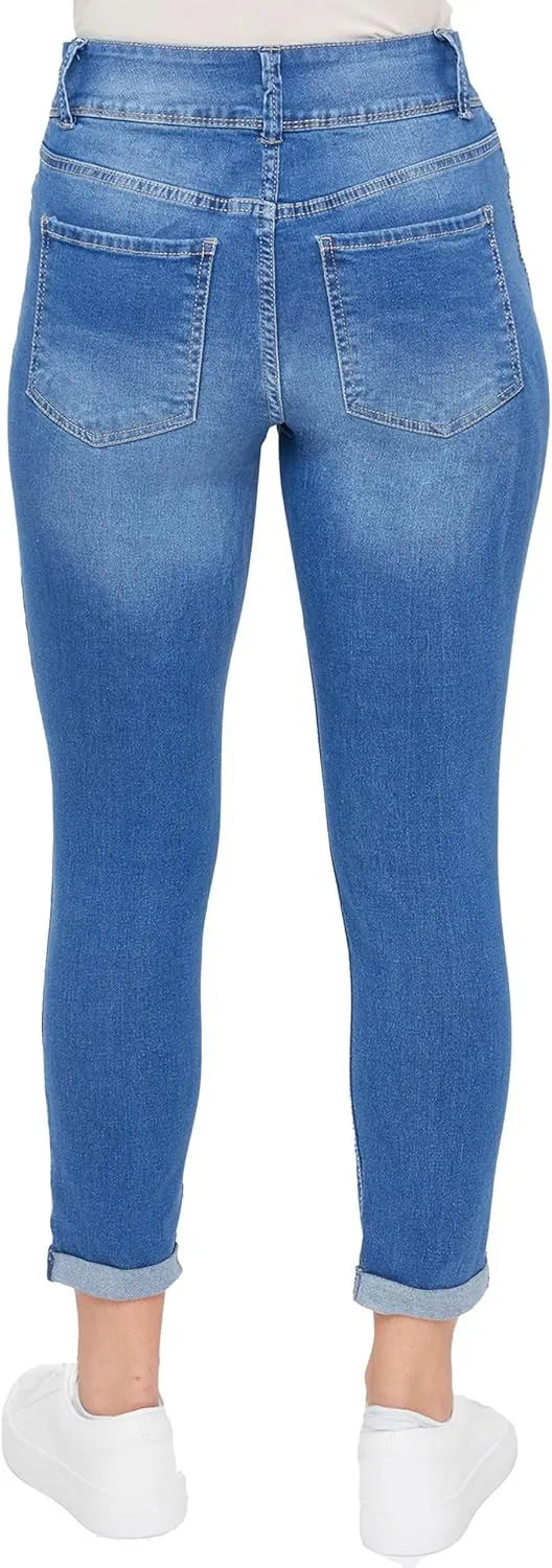 Royalty For Me Womens Women's Essential 2-Button Roll Cuff Ankle Jean,