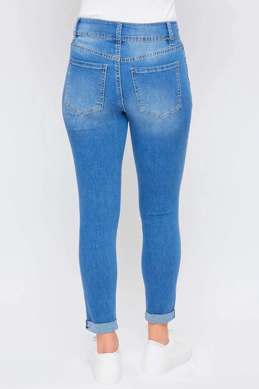 Royalty For Me Womens Women's Essential 2-Button Roll Cuff Ankle Jean,