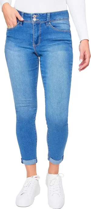Royalty For Me Womens Women's Essential 2-Button Roll Cuff Ankle Jean,