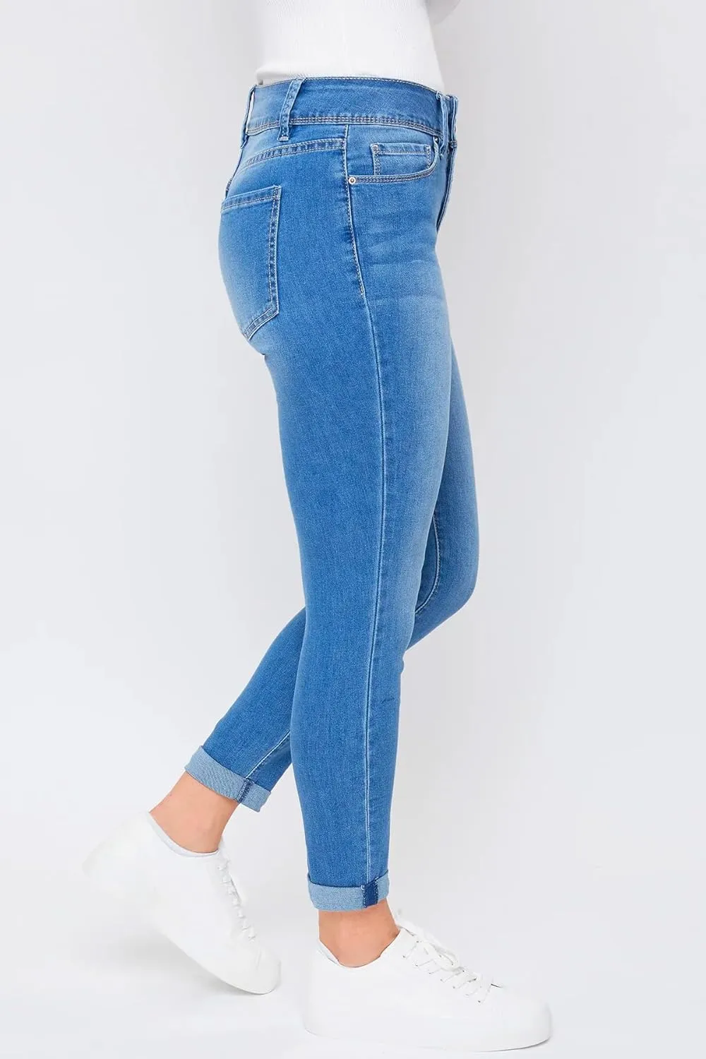 Royalty For Me Womens Women's Essential 2-Button Roll Cuff Ankle Jean,